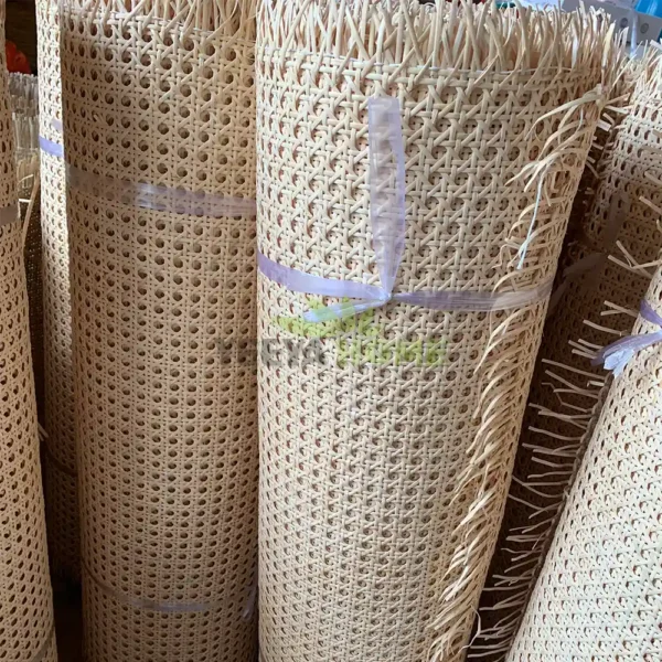 Natural Semi-Bleached Open Weave Rattan Cane Webbing Roll